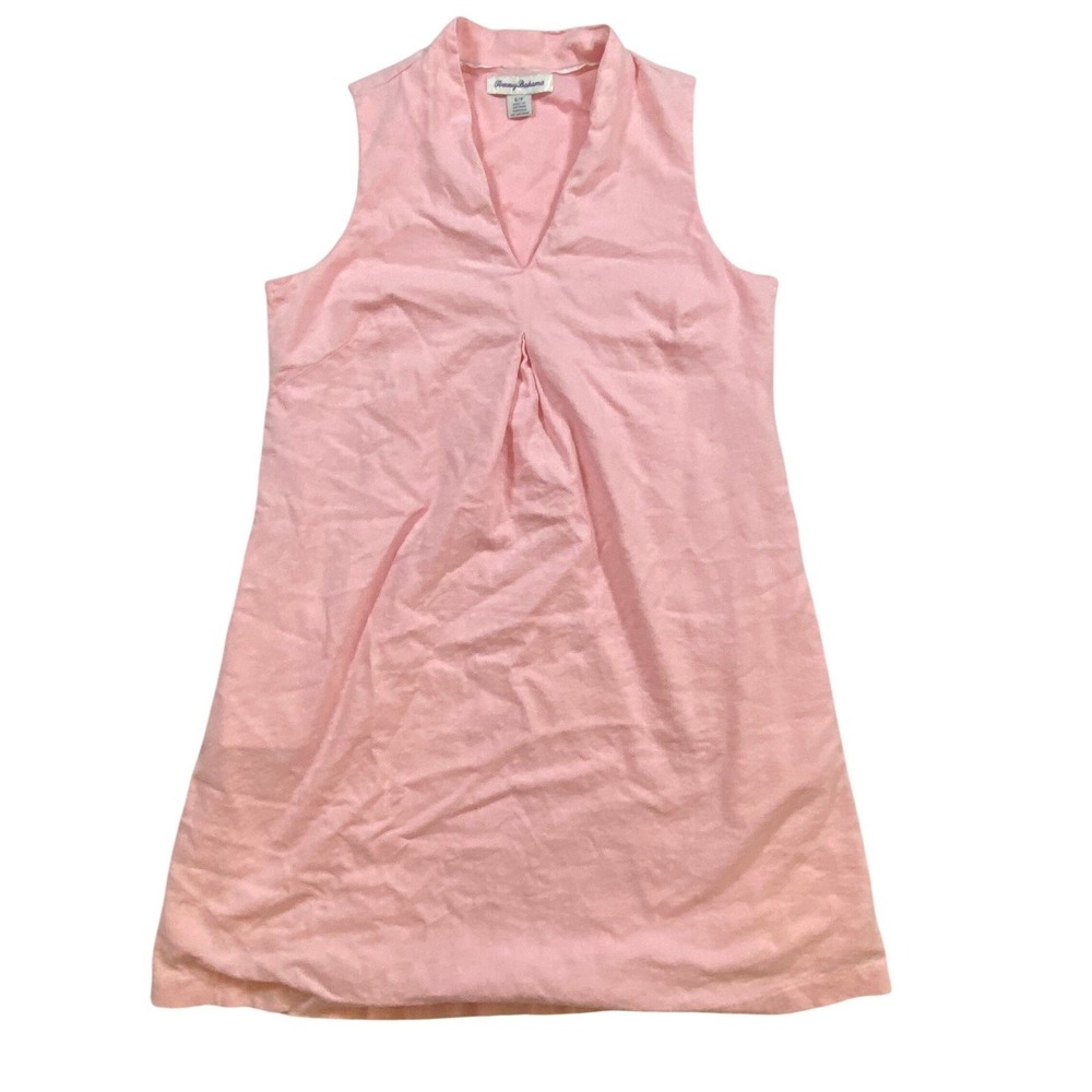 Tommy‎ Bahama Pink Linen Blend V Neck Sleeveless A Line Dress Size S